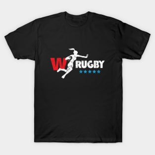 Womens Rugby - white text T-Shirt